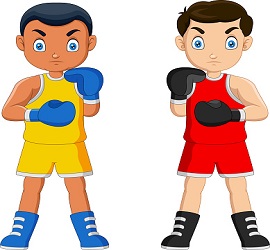 Vector illustration of Cartoon boy ready to box